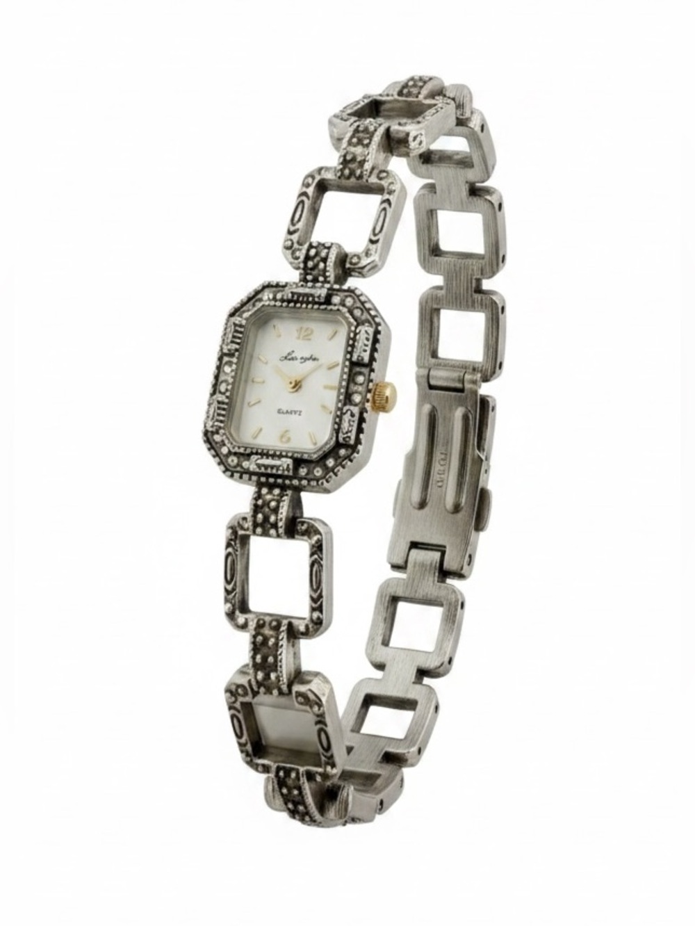 Vintage Sterling Silver Lexington Marcasite Gem and MOP Wrist Watch